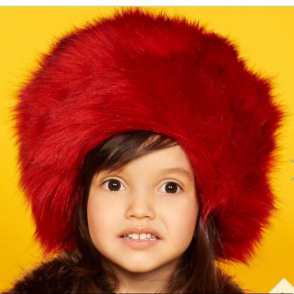 NWT Red Fur Hat for girls